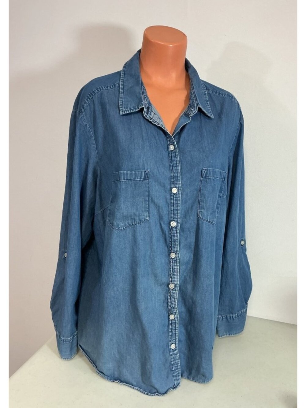Vintage Denim Jean Shirt Western Boho Womens 2X